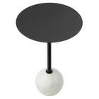 Modway Aliza Round White Marble Side Table - White Black-Assembly Required