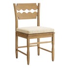 Modway Jax Oak Wood Dining Chair With Wavy Razor Back and Cushion - Weathered Oak Oatmeal Stripe-Solid Oak Dining Chair