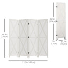 HOMCOM 4 Panel Freestanding Room Divider for Bedroom Office - White-9 metal hinges provide stability and ensure smooth extending and retracting
