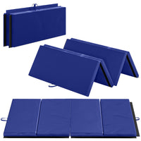 Soozier Folding Gymnastics Tumbling Mat - Exercise Mat with Carrying Handles for Yoga - MMA - Martial Arts - Blue - 4' W x 6' L x 2" D-Cartwheel mat perfect for tumbling, exercise programs, pilates, stretching, yoga, martial arts, gymnastics, daycare activities, and more 