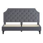Flash Furniture - Lit plateforme Brighton très grand touffeté en tissu gris clair-Garniture à tête de clou argenté