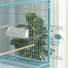 PawHut - Cage pour oiseaux en acier 52 po avec support à roulettes - bleu clair-L'étagère inférieure peut être utilisée pour placer des accessoires pour animaux 
