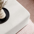 Modway Callum Large 28" Square Woven Heathered Fabric Upholstered Ottoman - Heathered Weave/Ivory-Plastic Legs