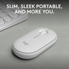 Logitech Pebble Mouse 2 M350s Slim Bluetooth Wireless Mouse - Portable - Lightweight - Customizable Button - Off-white-Never Made Ordinary, Made to go places: Pebble Mouse 2 M350s’ minimalist round design is made with recycled plastic  – it's slim, lightweight and portable
