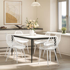 HOMCOM - Chaises de salle à manger en plastique avec dossier ajouré pour cuisine - blanc - ensemble de 4-Design moderne polyvalent : utilisé comme chaises de salle à manger, chaises de détente ou chaises décoratives 