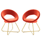 Modway Nouvelle Performance Velvet Dining Chair - Gold/Orange - 2 Pack-Retro Modern Dining Chairs