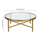Hudson&Canal Xivil 36"W Round Coffee Table with Glass Top - Brass-8