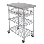 Seville Classics - Chariot de cuisine en acier inoxydable - 30 po L x 20 po l x 36 po H - Argent-Capacité de poids des étagères et du panier : 74,9 livres chacun