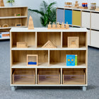 Beleduc Furniture - Palermo Closed Back 8-Cube 3-Layer Classroom Wooden Shelf - Natural Grain-Modern, linear, essential minimalist design