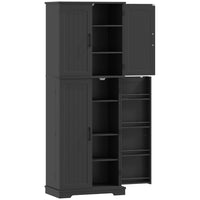 HOMCOM 64" H Pantry Cabinet with Adjustable Shelves - Black-Organize items with 10 compartments and four adjustable shelves for versatile storage 