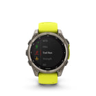 Garmin fēnix 8 - Solar Outdoor Recreation/Adventure Watches - 47 mm - Sapphire, Titanium with Amp Yellow/Graphite Silicone Band-Off-grid voice command feature lets you access select watch controls even without a smartphone connection