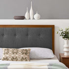 Modway - Draper Touffe Tissu et bois Tête de lit Queen, Charbon de bois en noyer-Bois d’hévéa et placage MDF
