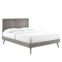 Modway Marlee Wood Twin Platform Bed with Splayed Legs - Grey-Twin Platform Bed Frame