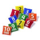 Sacs à haricots edxeducation Numéros et points - Lot de 10 -Sacs en nylon robustes remplis de granulés de plastique.