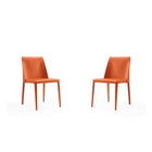 Manhattan Comfort Paris 18.11" Modern Faux Leather Upholstered Dining Chair - Coral - Set of 2-Modern Dining Chair Perfect for Dining and Home Office Use. Set of 2