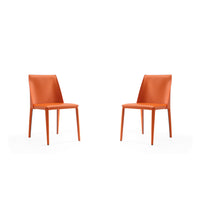 Manhattan Comfort Paris 18.11" Modern Faux Leather Upholstered Dining Chair - Coral - Set of 2-Modern Dining Chair Perfect for Dining and Home Office Use. Set of 2