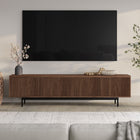 Hudson&Canal - Meuble TV Whitman pour téléviseurs jusqu'à 85 pouces - Noyer satiné-Construit en acier robuste et en matériaux MDF dans une finition noyer satiné fabriquée à la main