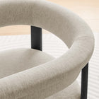 Modway - Imogen Tissu tapis Chaises de salle à manger en tonneau Ensemble de 2 - Tissage à bruyère Ivoire noir-Rembourrage en mousse sur les sièges et le dossier