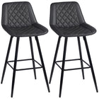 HOMCOM 27.25" Counter Height Kitchen Bar Stools - Black - 2 Pack-Packaged in a set of 2 for a coordinating look
