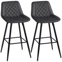HOMCOM 27.25" Counter Height Kitchen Bar Stools - Black - 2 Pack-Packaged in a set of 2 for a coordinating look
