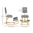 HOMCOM - Chaise ergonomique agenouilloir à bascule en bois - gris-Usage polyvalent : méditation, télétravail ou saisie au clavier