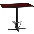 Flash Furniture Dessus de table rectangulaire de 30 x 48 po en stratifié d’acajou avec anneau de pied-Table d'hospitalité à hauteur de bar