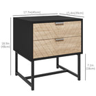 HOMCOM - Table de chevet moderne avec 2 tiroirs et base en métal - noir-Mélange de deux couleurs et motifs en chevrons lui donnent un aspect unique 