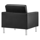 Modway Loft Tufted Vegan Leather Armchair and Ottoman Set - Silver Black-Weight Capacity: 330 lb
