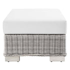 Modway - Conway Terrasse extérieure Rotin en osier Ottoman in Blanc gris clair-Housses de coussin lavables