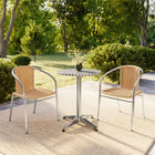 Flash Furniture – Table ronde de 23,5 po en aluminium avec 2 chaises en rotin beige, int/ext (TLH-ALUM-24RD-020BGECHR2-GG)-23,50 larg. x 23,50 prof. x 27,50 haut. (po)