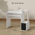 HOMCOM 39.25" Computer Desk with Sliding Keyboard Tray - White-Smooth sliding keyboard tray can be pulled out easily
