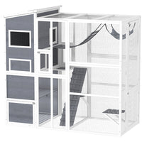 PawHut 76" Outdoor Catio Cat Enclosure - Grey-The spacious design comfortably fits 2-3 large cats 