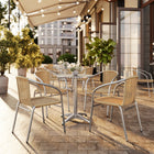 Flash Furniture 4 pièces - Chaise empilable de restaurant commerciale pour intérieur et extérieur en aluminium et rotin beige-Quantité de pile: 20