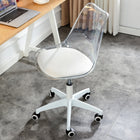 Homy Casa - Chaise de bureau pivotante moderne avec dossier transparent et assise en cuir PU blanc-8