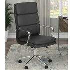 Plata Import Paco Office Chair PU Leather High Back Foam Metal Frame - Black-Chrome-plated steel structure, resistant and stable