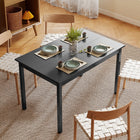 HOMCOM - Table de cuisine style ferme avec cadre en bois pour salle à manger - noir-Patins antidérapants pour protéger le sol des rayures 