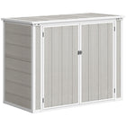 Outsunny 41 Cu. Ft. Outdoor Storage Shed - Light Grey-Neatly stores two 63.4 gallons of gardening tools and more
