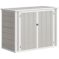Outsunny 41 Cu. Ft. Outdoor Storage Shed - Light Grey-Neatly stores two 63.4 gallons of gardening tools and more
