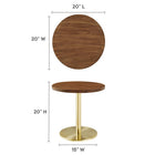 Modway Viva Round Acacia Wood Side Table - Brass Light Oak-Metal Pedestal Base