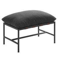 Modway Raya Outdoor Patio Boucle Ottoman - Charcoal-Powder-Coated Aluminum Frame