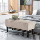 HOMCOM - Ottoman de rangement avec pieds en bois et capacité de 57 L - blanc crème-Banc au style élégant pour la décoration 