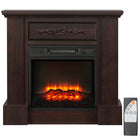 HOMCOM - Foyer électrique avec manteau en bois et télécommande, brun-Cheminée électrique design autoportante avec manteau en bois plein cadre 
