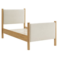 Modway Maven Twin Size Fabric Upholstered Platform Bed - Ivory Oak-Wooden Bed Frame