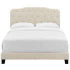 Modway - Amelia Tissu rembourré Lit King, Beige-Cadre en bois/lattes LVL/Tête de lit en MDF