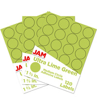 JAM Paper Round Circle Label Sticker Seals, 1 2/3 inch diameter, Lime Green, 3 Sets of 120 (147627049g)-Size: 1.66"