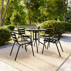 Flash Furniture - Chaise empilable de restaurant en métal noir avec lattes en aluminium-Quantité de pile: 22