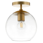 Hudson&Canal - Plafonnier semi-encastré Bartlett de 23 cm de large avec abat-jour en verre - Laiton/Transparent-Design moderne et contemporain pour votre entrée, votre foyer ou votre cuisine