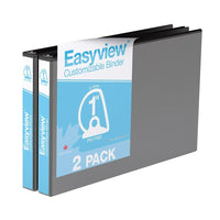 Davis Group Easyview Premium 11" x 17" Spreadsheet Binder - Angle D Ring - Customizable - 1" - Black - 2 Pack-3 Ring Binder