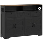HOMCOM 47.2" L Sideboard Storage Cabinet - Black-Two cabinets, three drawers, and two open shelves organize items easily