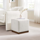 Modway Tilden 17" Square Boucle Upholstered Ottoman - Cloud/Walnut-Arrives Fully Assembled
